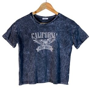 ProBlue California West Coast Eagle Acid Wash Graphic Tee Gray Grunge Size M
